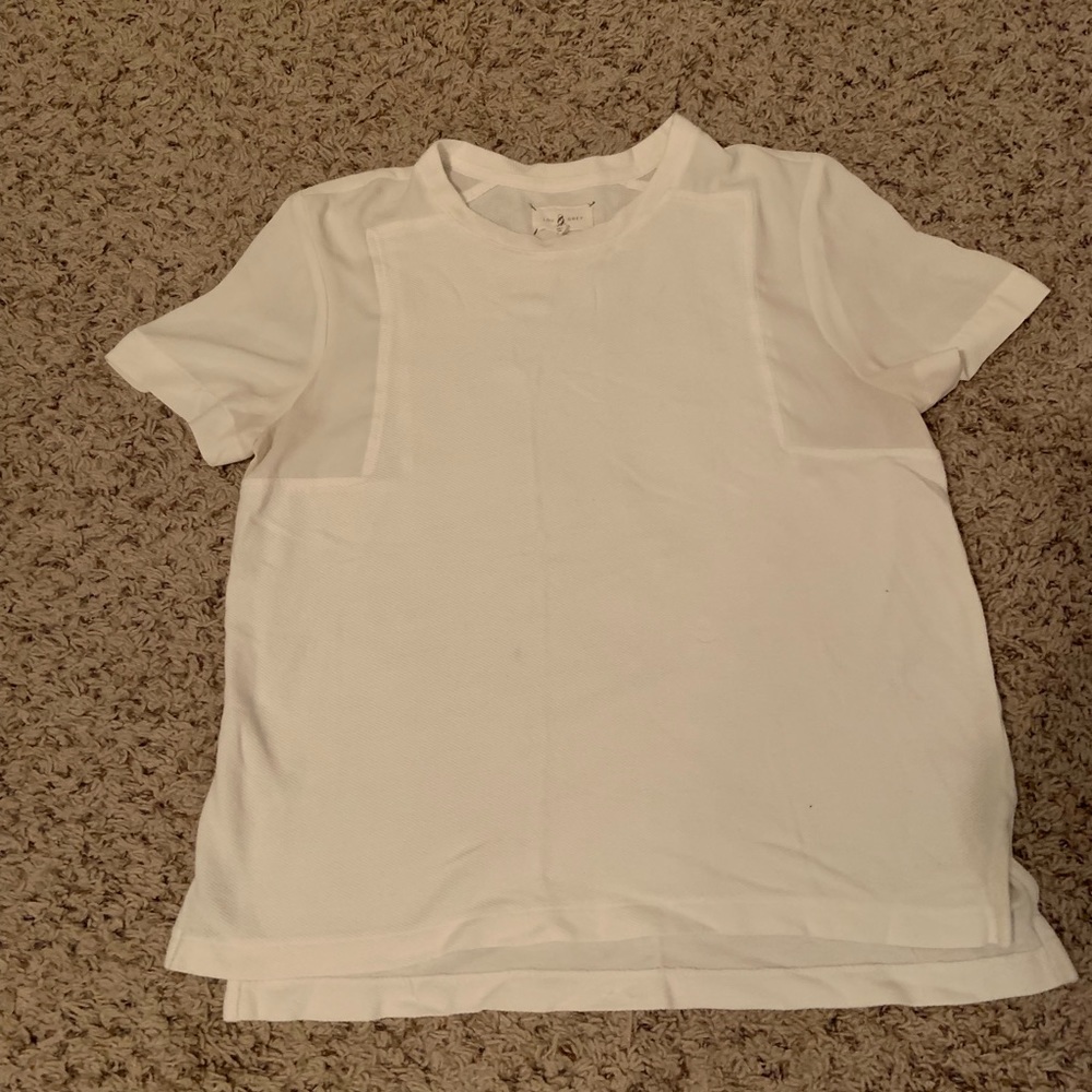 Lou & Grey White Top with Sheer Sleeves